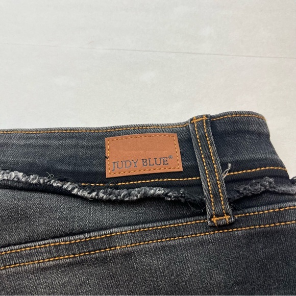 Judy Blue Slim Boot Cut Faded Black Denim Jean Womens SZ 15 / 32 Raw Hem Stretch - Picture 12 of 14